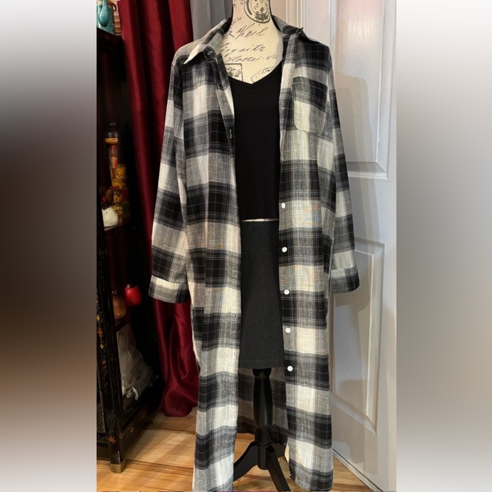 Zanzea Button Down Plaid Maxi Dreas - Picture 6 of 9